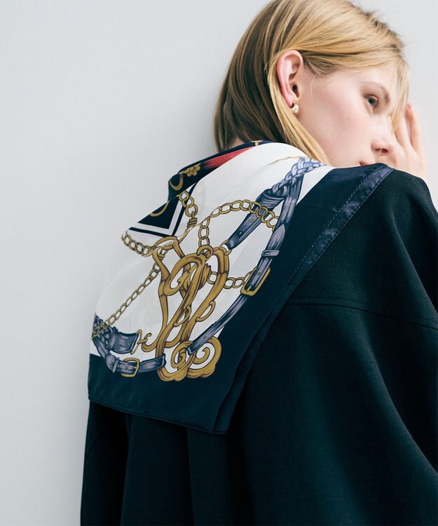 uncrave チェーン シルクスカーフ ネイビー