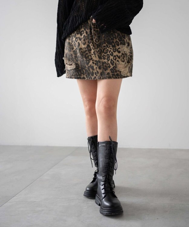 WEGO ダメージレオパードミニスカパン ベージュ