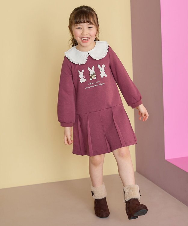 ANY KIDS 襟付き ワンピース ボルドー