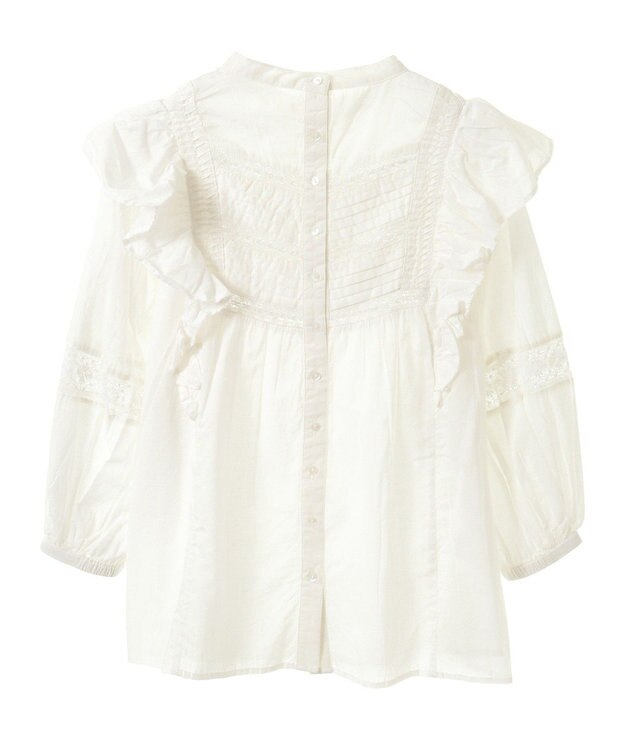 CRAFT STANDARD BOUTIQUE フリル使いマニーレースピンタックブラウス White