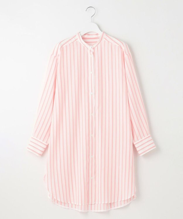 自由区 【洗える】SOMELOSテンセルチュニック シャツ オフ×ピンク