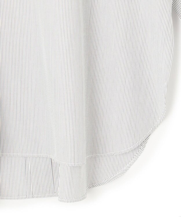 UNFILO ハイネックブラウス オフ×ブラックストライプ