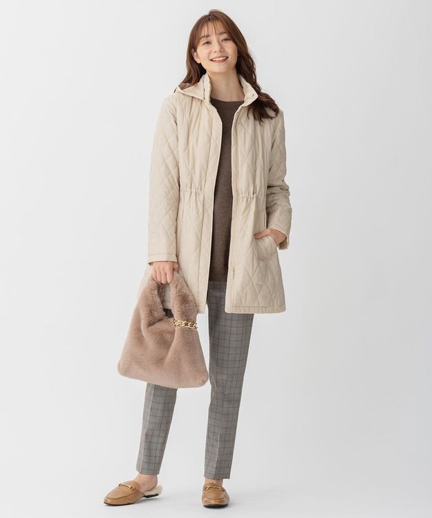 自由区 【裏起毛/撥水加工】TRギャバ グレンチェック テーパードパンツ ブラウン系4