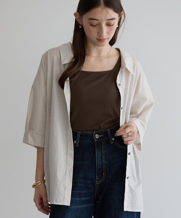 YECCA VECCA 2wayスクエアリブタンクトップ Ivory