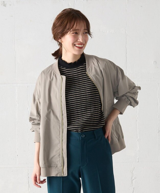 ANY 【洗濯機可能/撥水】MA-1 ギャザーブルゾン ライトモカ