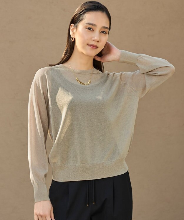 自由区 【洗える】シアーアセテート ニット ベージュ