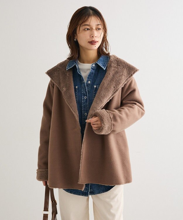 Green Parks フーディガウンコート Mocha