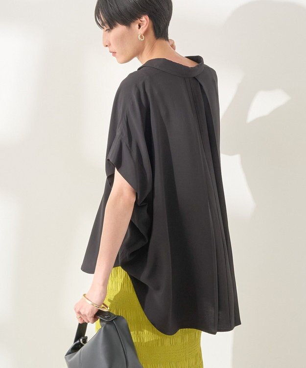 AMERICAN HOLIC 【接触冷感】タックフレンチスリーブシャツ Black