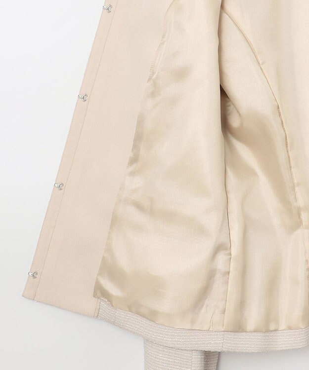 ANY SIS 【セットアップ対応】リップルボーダー ノーカラー ジャケット シャンブレーベージュ