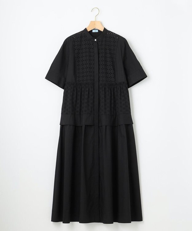 組曲 エンブロイダリーレース シャーティング ワンピース ブラック系