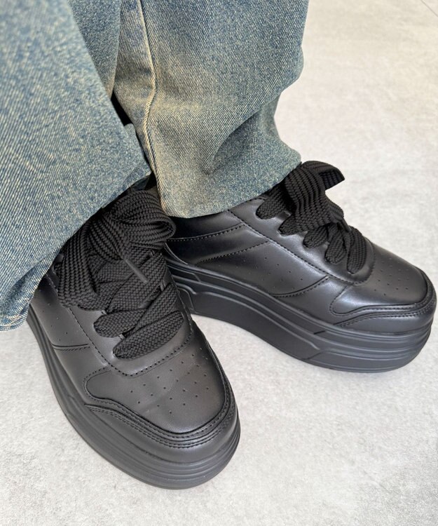 WEGO ボリュームレースアップ厚底スニーカー ブラックその他