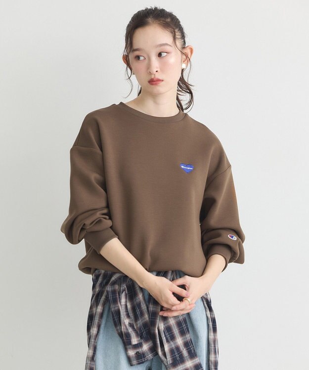 earth music&ecology Ｃｈａｍｐｉｏｎ×ｅｍａｅポンチハートスウェット Brown