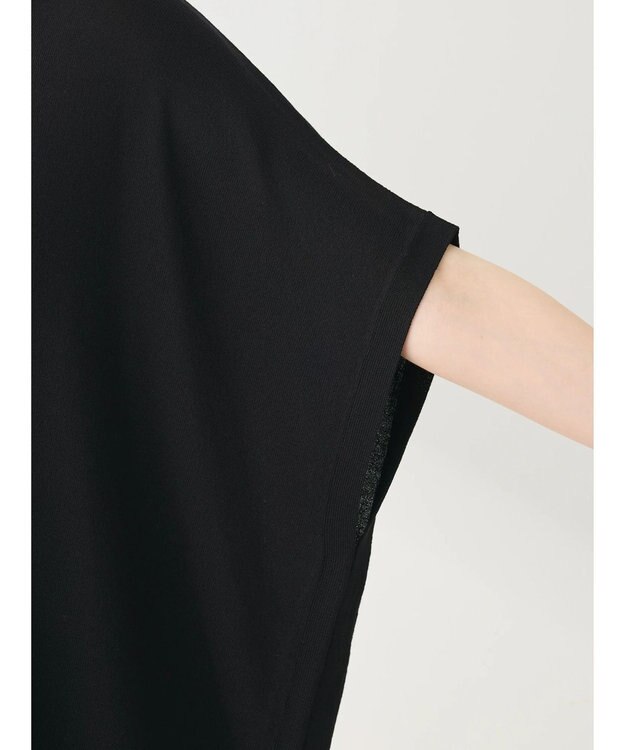 Green Parks 推しニット　裾ラインポンチョ型チュニック Black