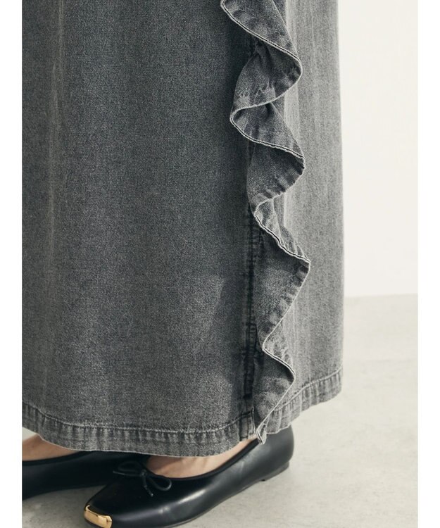 Green Parks ■ＥＳＣＡＲ　デニムサイドラッフルスカート Gray