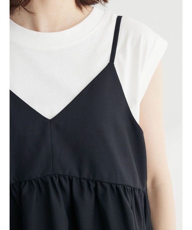 Green Parks 切替ギャザーキャミソール Black