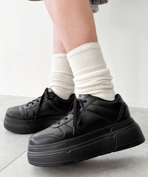 WEGO ボリュームレースアップ厚底スニーカー ブラックその他