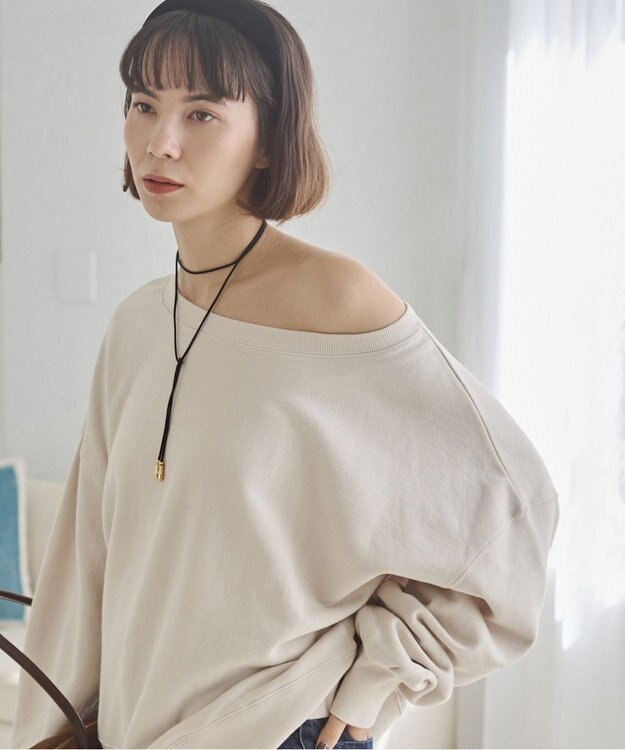 WEGO 【ANGIE VINTAGE/SETUP対応アイテム】オフショルダー裏毛スウェット ホワイトアイボリー
