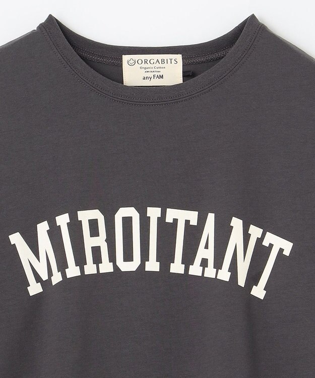 ANY 【UVケア】アソートロゴプリント ロングスリーブTシャツ チャコール×カレッジロゴ