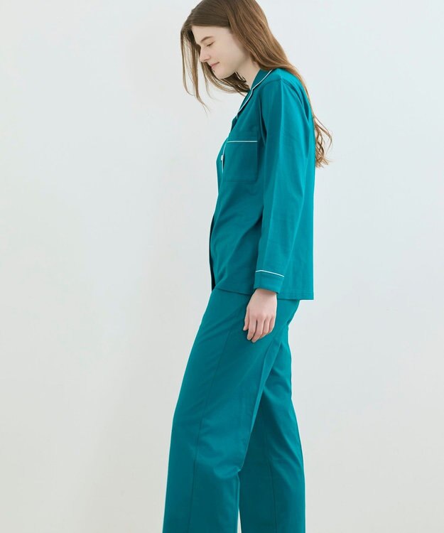 une nana cool 【綿100%】40/2コーマ天竺シルケットパジャマ MADE WITH LIBERTY FABRIC ターコイズブルー