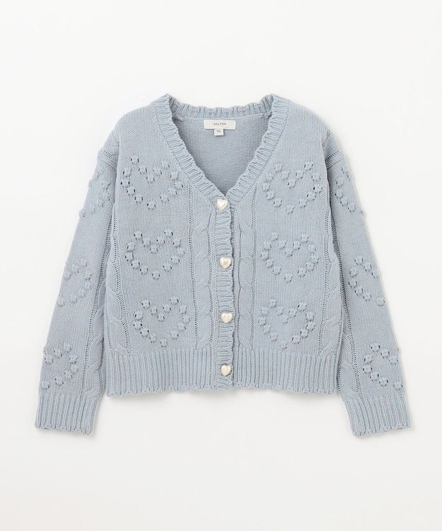ANY KIDS ハート ニット カーディガン サックスブルー