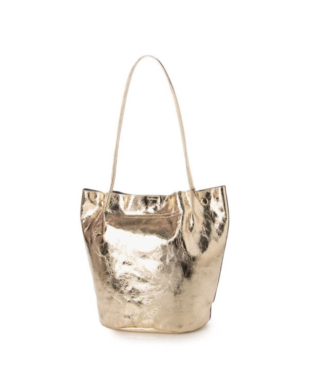 UNBILLION カシュカシュ cachecache / クラッシュメタリック肩入れバケツトートバッグ ゴールド