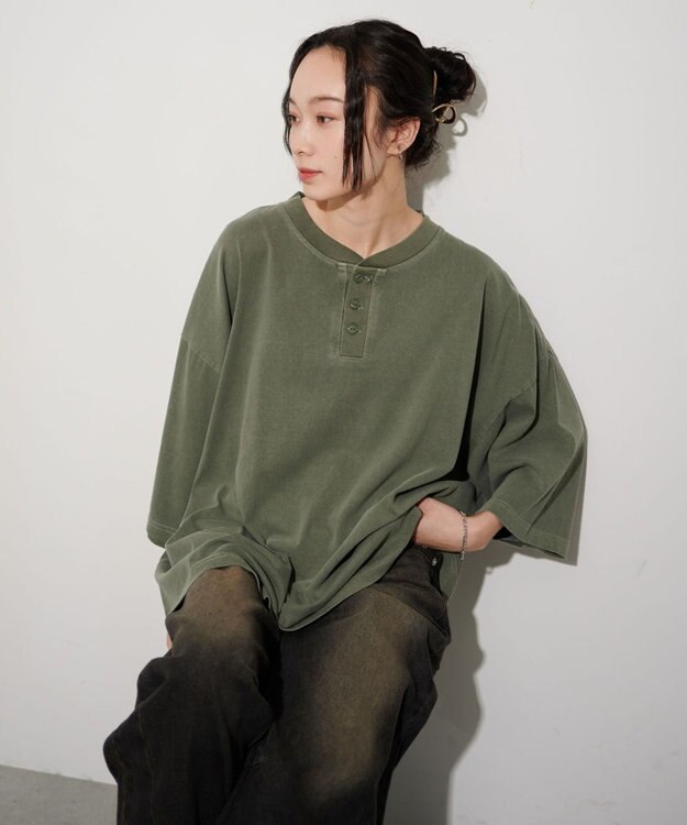WEGO 【ユニセックス着用ITEM】HENRYNECK　T カーキ