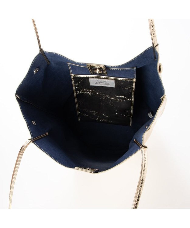 UNBILLION カシュカシュ cachecache / クラッシュメタリック肩入れバケツトートバッグ ゴールド