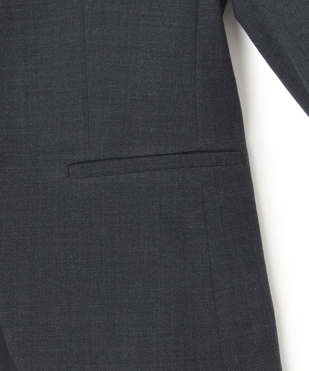 ICB 【UVカット・洗える】ウール2WAYストレッチ ノーカラージャケット チャコール