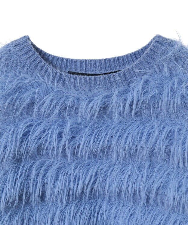 YECCA VECCA フェザーボーダーニット Blue