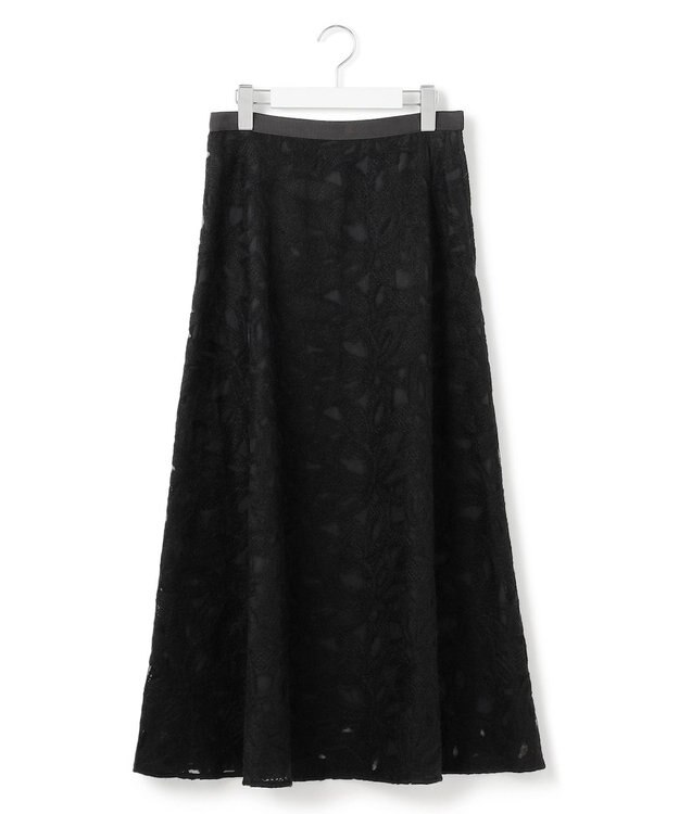 23区 【GOLD LABEL】チュールヘアリーエンブロイダリー スカート ブラック系