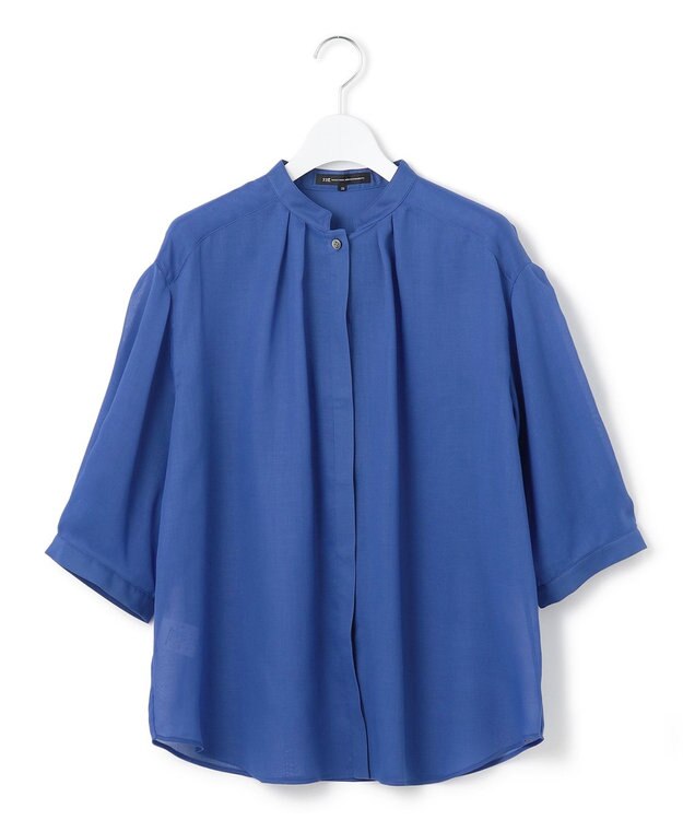 23区 【洗える】シアービエラ タックデザイン ブラウス ブルー系