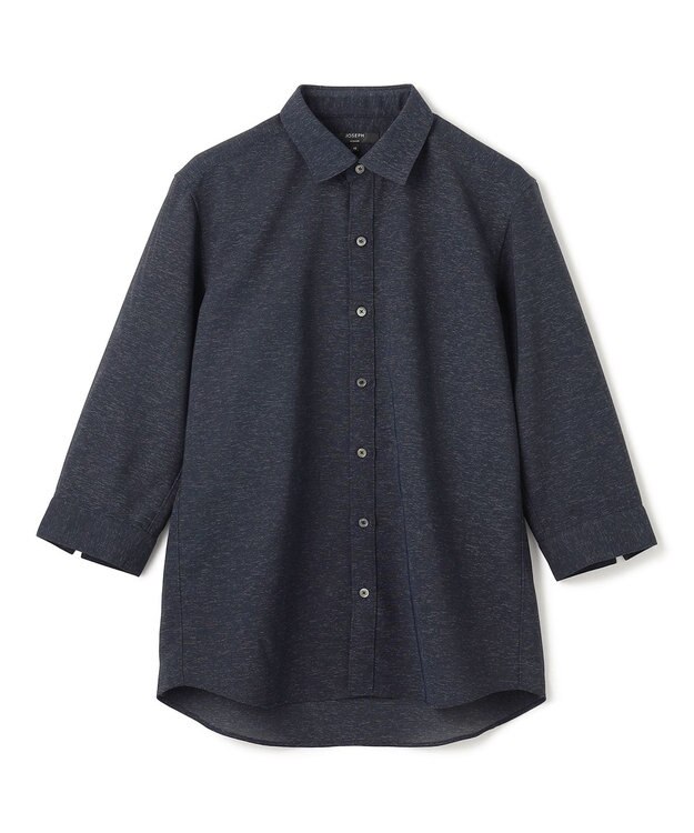 JOSEPH HOMME 新型・新素材【軽量/通気性/清涼感/洗える/ストレッチ】レノクロスストレッチ　7分袖レギュラーカラーシャツ ネイビー系
