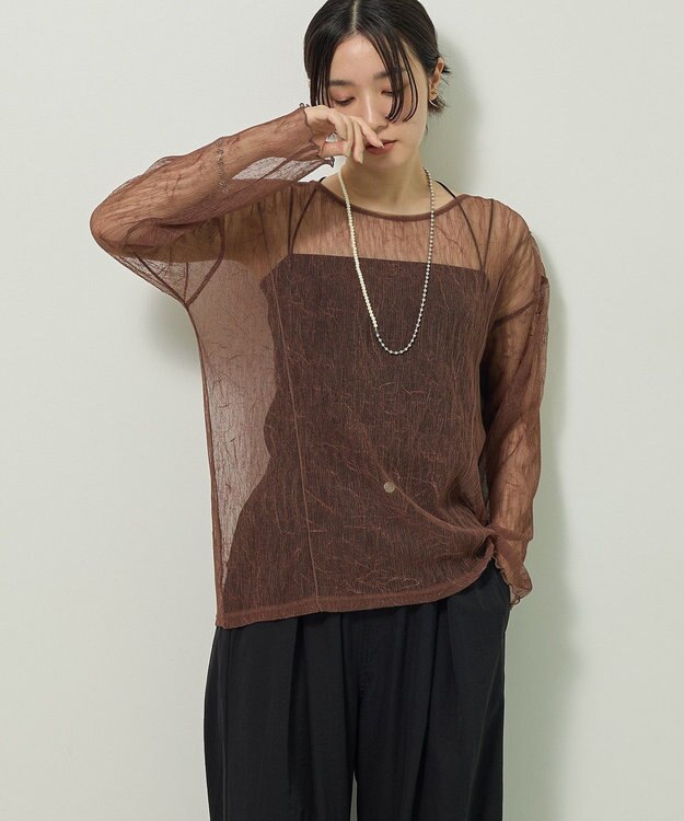 Green Parks シアークラッシュプルオーバー Brown