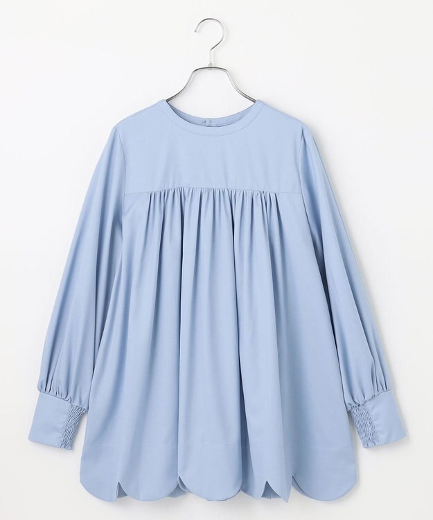 #Newans 【ANSWER for 神戸エレガンス】スカラップヘムチュニックブラウス ブルー系