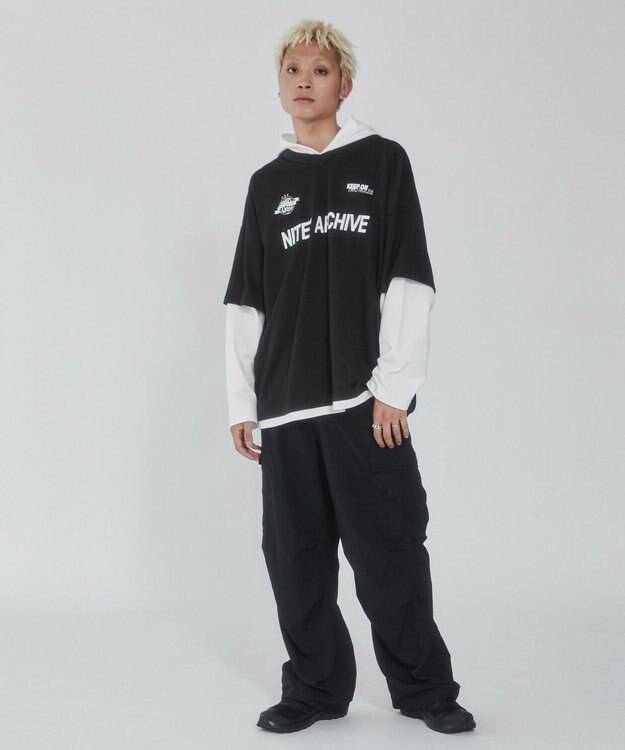 WEGO メッシュレイヤードTパーカー（LS） ブラック