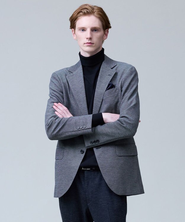 J.PRESS MEN 3シーズン着られる上質素材【ストレッチ / 吸水速乾 / 洗える / 消臭】AXIO 3ポジションジャージー ジャケット ライトグレー系