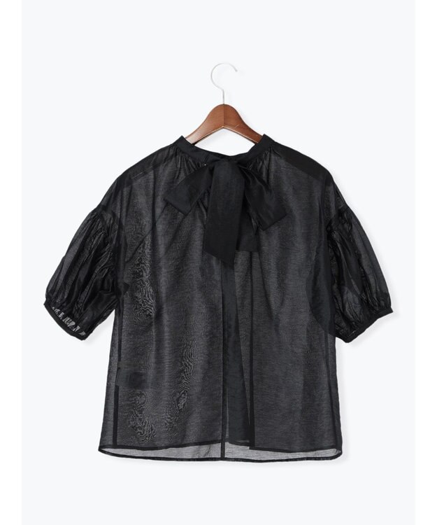 Te chichi レザーライクバックリボンブラウス ブラック