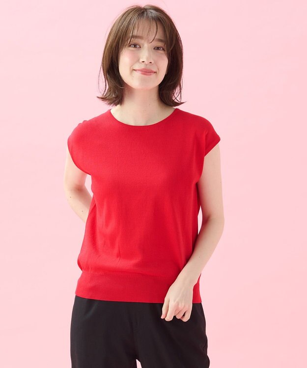 ANY 【2SET】ニットツインセット（ノースリーブニット＋カーディガン） レッド