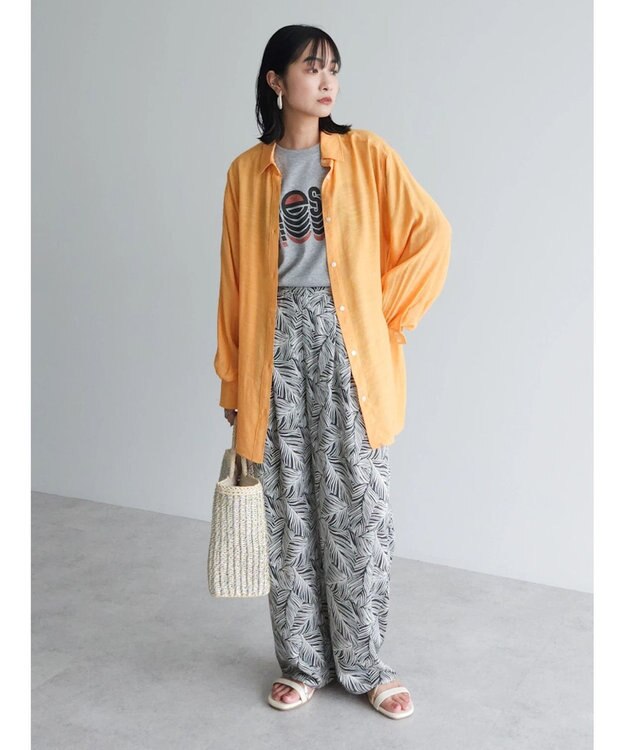 Green Parks ジャガードシアーシャツ Orange