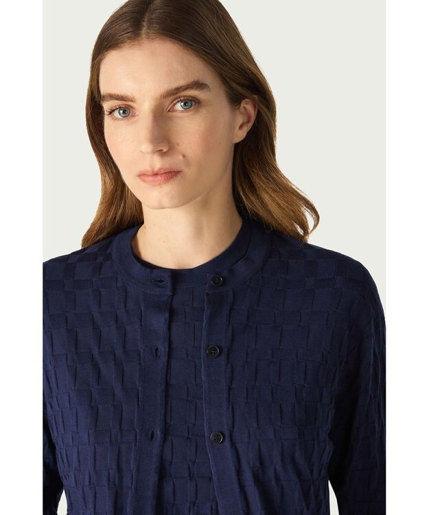DAKS John Smedley for DAKS ハウスチェックカーディガン ネイビー