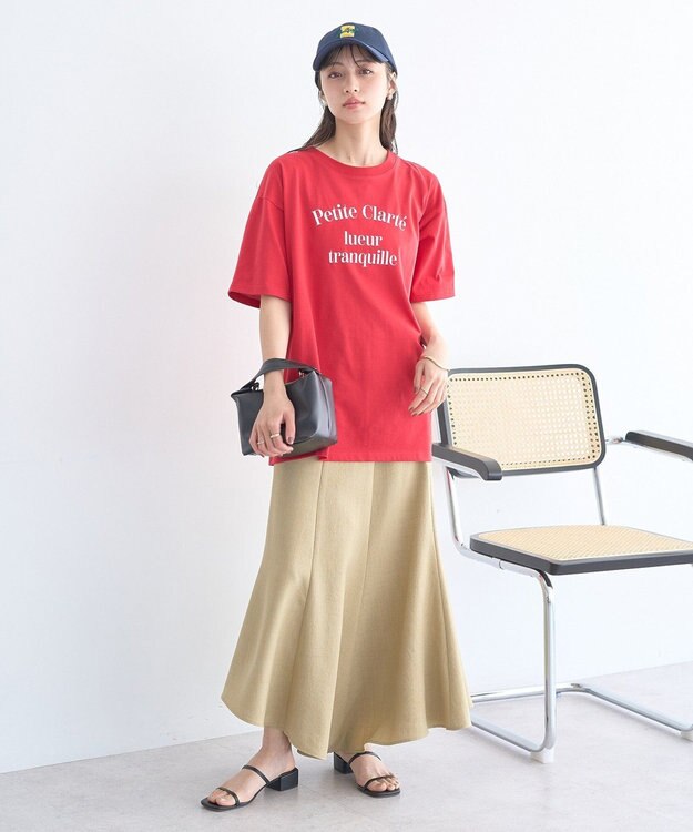 earth music&ecology アソートプリントＴシャツ Red