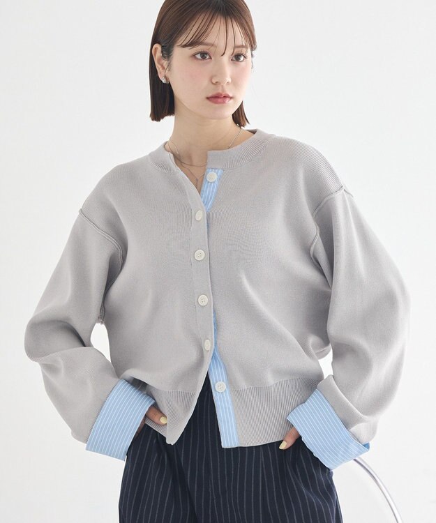 earth music&ecology フェイクレイヤードカーディガン Light Gray