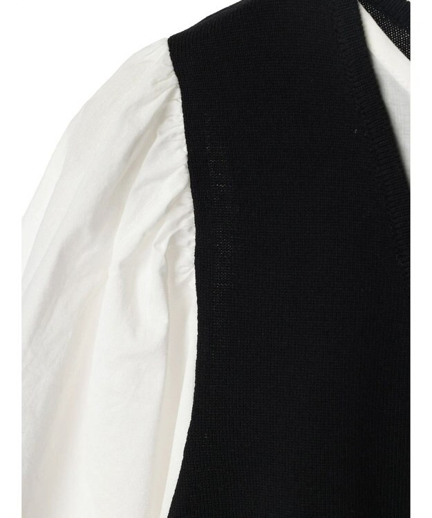 Green Parks ベスト風ドッキングニットプルオーバー Black