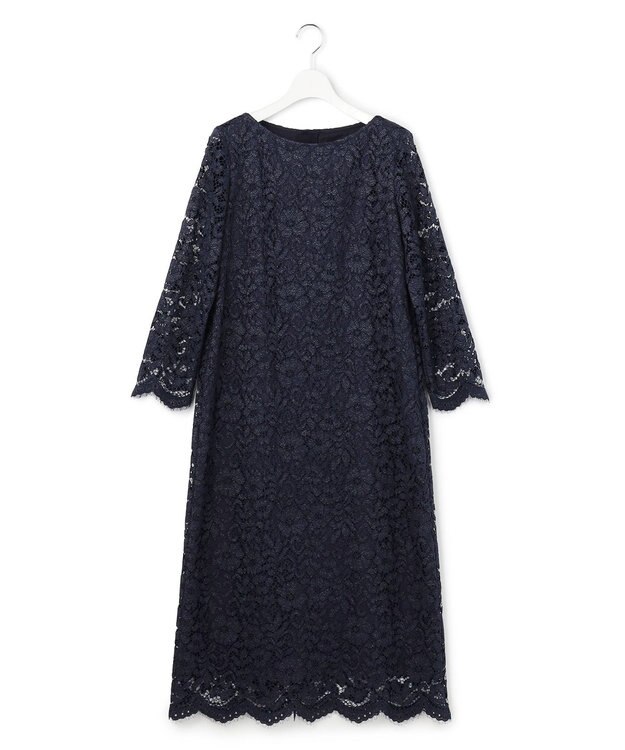 23区 【APPLAUDIR】シャイニーフラワーレース ドレス ネイビー系