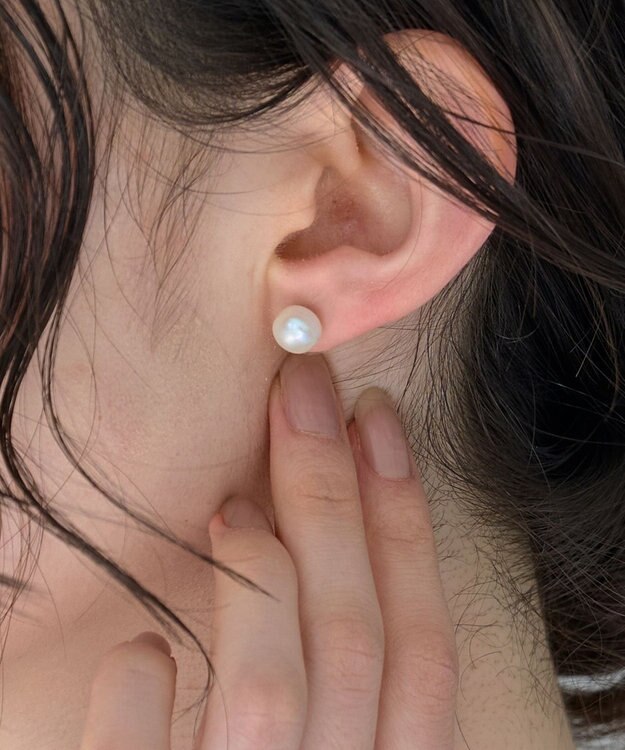 Phoebe 〈金属アレルギー対応〉シェルパール クラシックスタッドピアス 　0.8mmパール