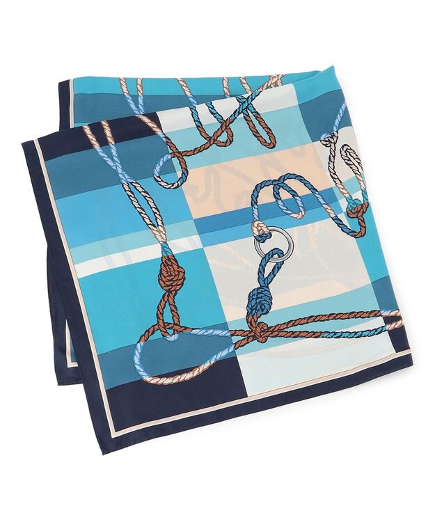 23区 スクエア シルク スカーフ ブルー系