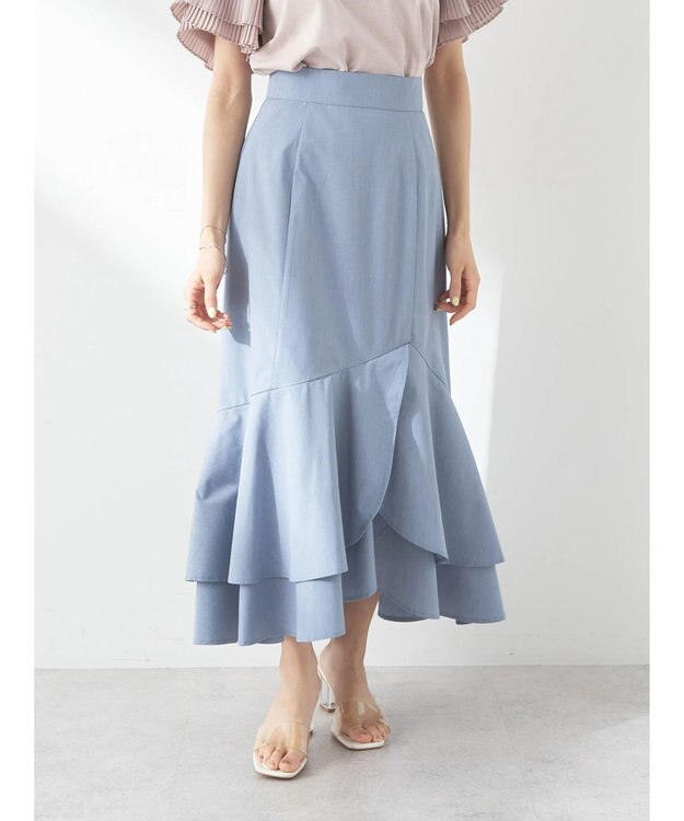 earth music&ecology チューリップヘムティアードスカート Sax