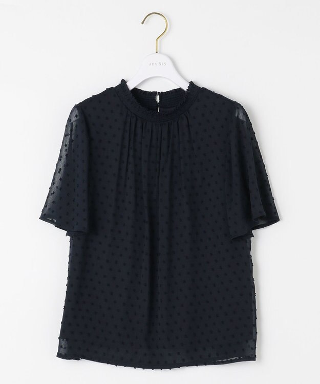 ANY SIS L 【美人百花6月号掲載】カットドビー ブラウス ネイビー