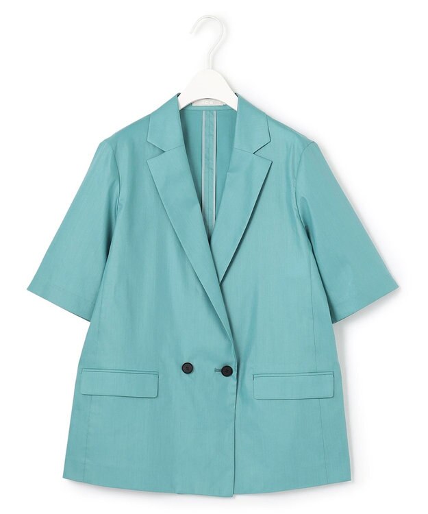 ICB 【接触冷感・洗える】エステルラミーチンツ ハーフスリーブジャケット セルリアン系