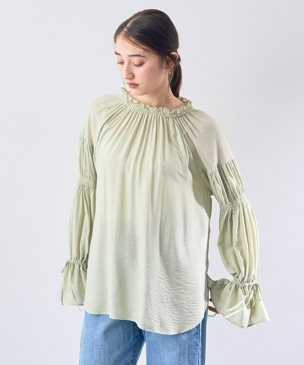 YECCA VECCA 2wayギャザーデザインブラウス Light Green